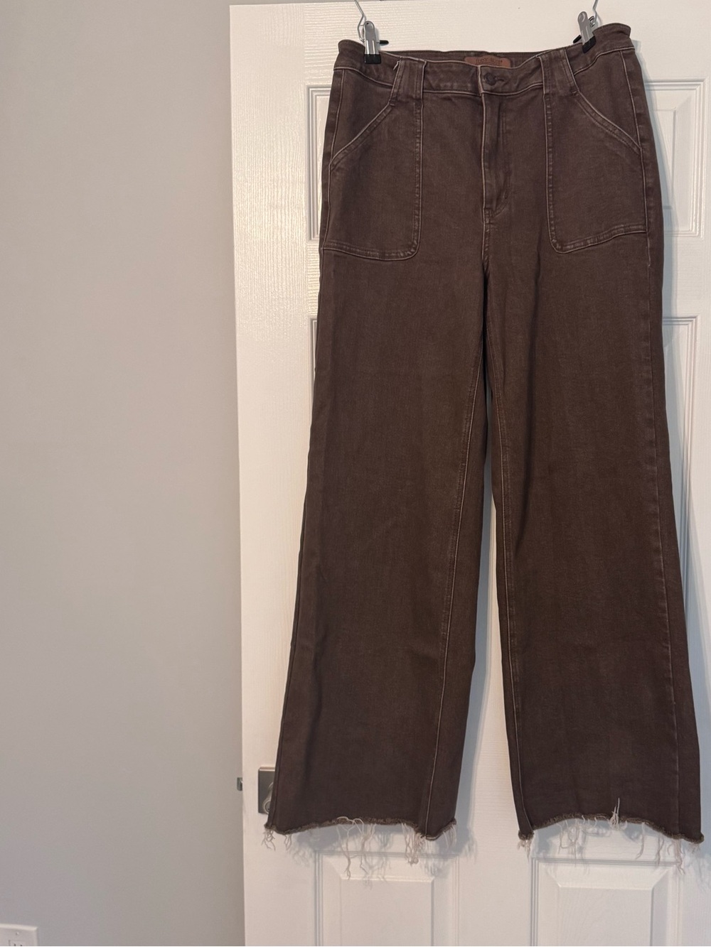 Judy Blue Women's Wide-Leg Brown Jeans with Raw Hem